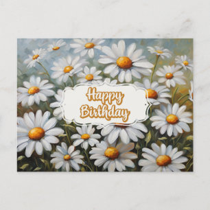 Carte Postale Joyeux Anniversaire Fleurs de marguerite