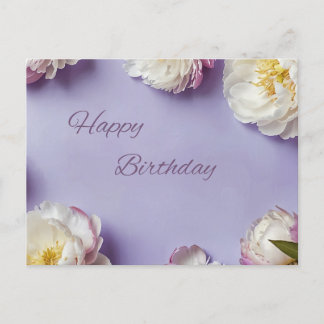Carte Postale Joyeux Anniversaire Fleurs de Pivoine