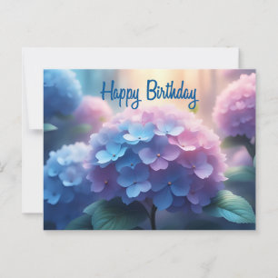 Carte Postale Joyeux Anniversaire Fleurs d'Hortensia 