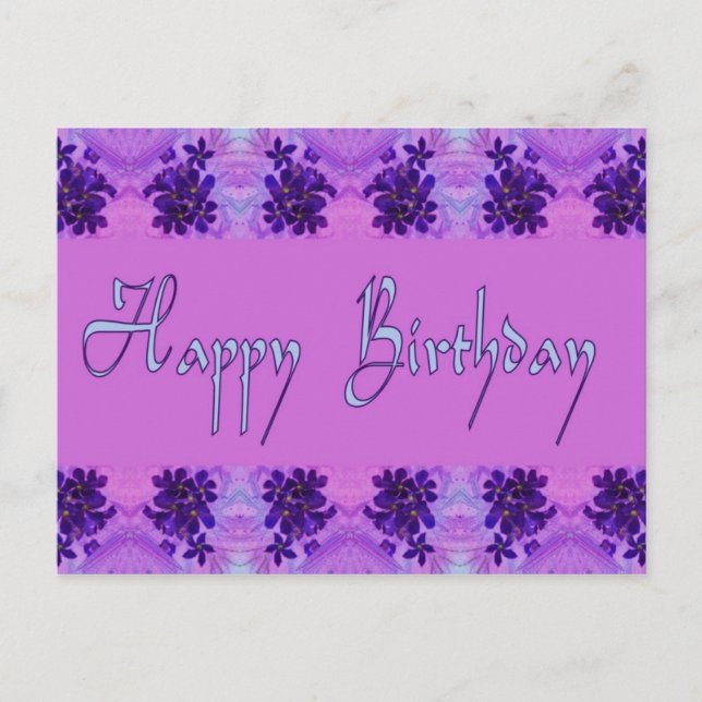 Carte Postale Joyeux Anniversaire fleurs violettes (Devant)