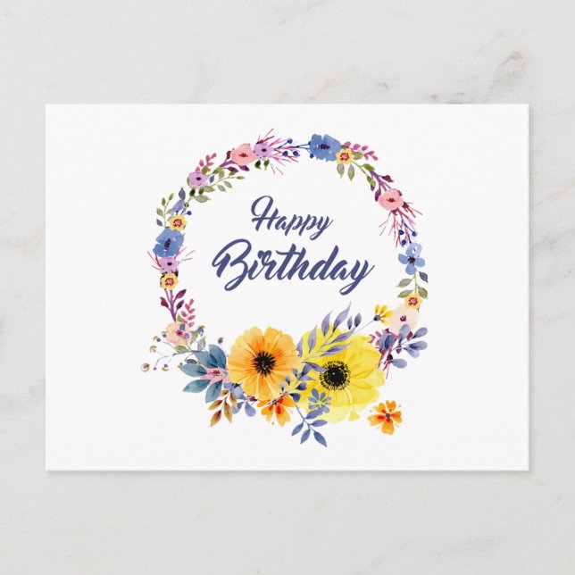 Carte Postale Joyeux Anniversaire Floral (Devant)