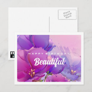 Carte Postale Joyeux anniversaire. Floral de Pink