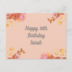Carte Postale Joyeux anniversaire floral personnalisé