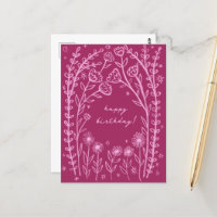 Joyeux Anniversaire Floral Whimsical Sketch Doodle