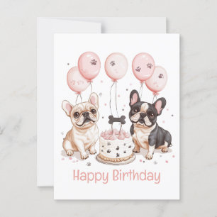 Carte Postale Joyeux Anniversaire Français Bulldogs Anniversaire
