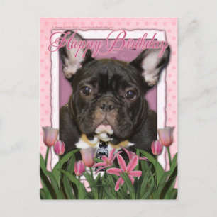 Carte Postale Joyeux anniversaire - French Bulldog - Turquoise