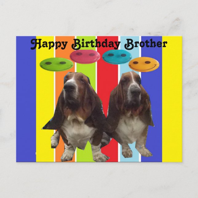 Carte postale Joyeux anniversaire frère Basset (Devant)