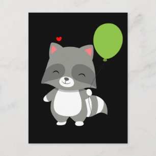 Carte Postale Joyeux Anniversaire Garçon Fille Raton Laveur Ball