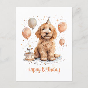 Carte Postale Joyeux Anniversaire Goldendoodle Chien Birthday Ca