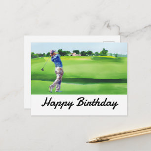 Carte Postale Joyeux anniversaire golfeur golf