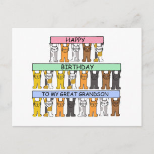 Carte Postale Joyeux Anniversaire Grand Petit-fils Cartoon Chats