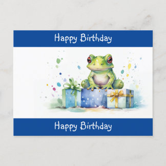 Carte Postale Joyeux Anniversaire Grenouille verte mignonne avec