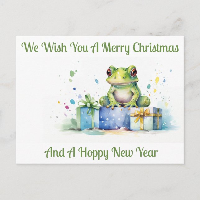 Carte Postale Joyeux Anniversaire Grenouille verte mignonne avec (Devant)