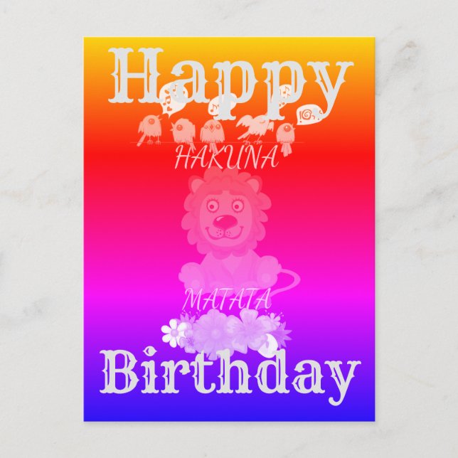 Carte Postale Joyeux Anniversaire Hakuna Matata  bébé lion (Devant)