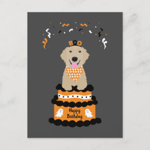 Carte Postale Joyeux anniversaire Halloween Golden Retriever
