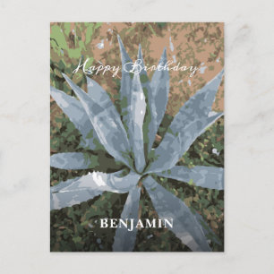Carte Postale Joyeux Anniversaire Hommes Aquarelle Plantes Perso