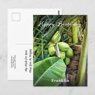 Carte Postale Joyeux Anniversaire Hommes Cocotiers Tropiques Per