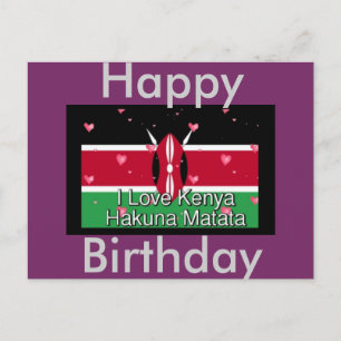 Carte Postale Joyeux anniversaire J'aime Kenya Postcard