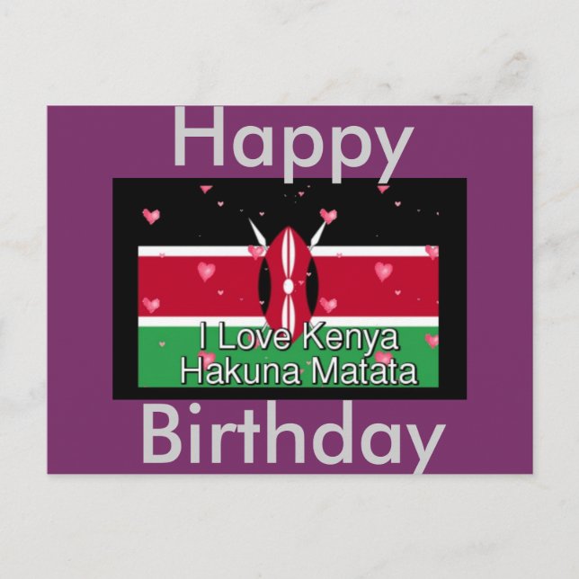 Carte Postale Joyeux anniversaire J'aime Kenya Postcard (Devant)