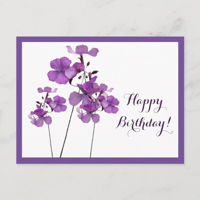 Carte Postale Joyeux anniversaire joli violet simple moderne fle (Devant)