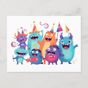Carte Postale Joyeux anniversaire. La Fête des monstres