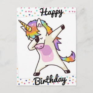 Carte Postale Joyeux anniversaire licorne