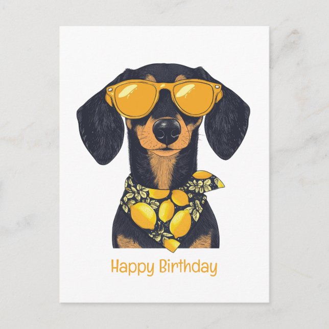 Carte Postale Joyeux Anniversaire Lunettes de soleil de chien Da (Devant)