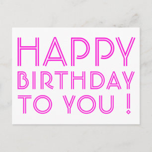 Carte Postale "Joyeux Anniversaire !" Magenta & Blanc