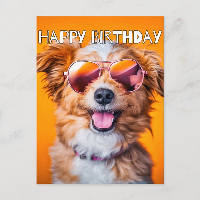 Carte Postale Joyeux Anniversaire Mignon Animal de Fête (Devant)