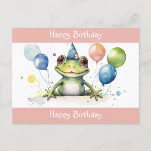 Carte Postale Joyeux anniversaire mignonne grenouille verte avec