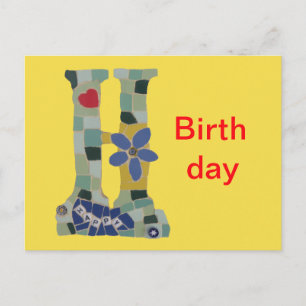 Carte Postale Joyeux Anniversaire Mosaïque Horizontal Cust. Cart