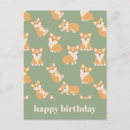 Carte Postale Joyeux Anniversaire Motif Mignon Corgi pour Amateu