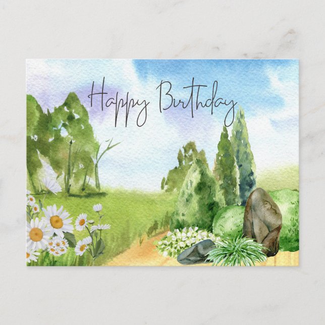 Carte Postale Joyeux Anniversaire Nature Paysage et Fleurs margu (Devant)
