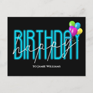 Carte Postale Joyeux Anniversaire Neon invitation