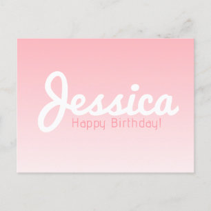 Carte Postale Joyeux anniversaire, Nom personnalisable   Rose ro