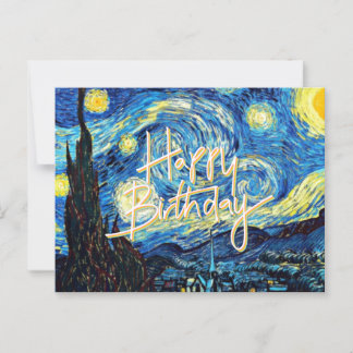 Carte Postale Joyeux Anniversaire, Nuit étoilée beaux-arts,