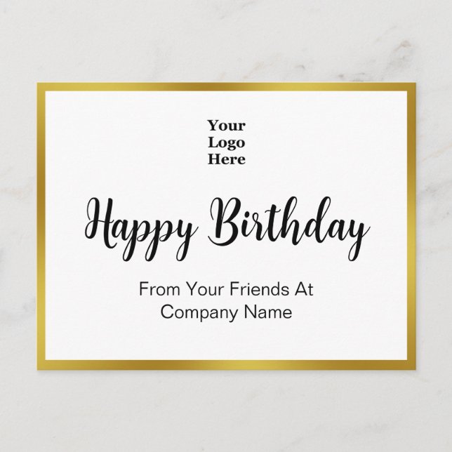 Carte Postale Joyeux anniversaire Or et blanc Élégant affaires (Devant)