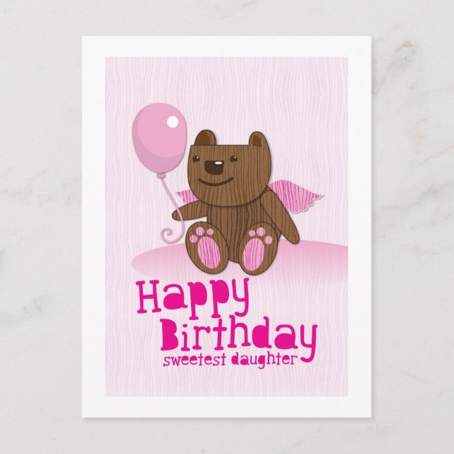 Carte Postale Joyeux anniversaire ours fille la plus douce! (Devant)