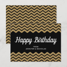Joyeux Anniversaire Paillettes Or Bandes Chevron N