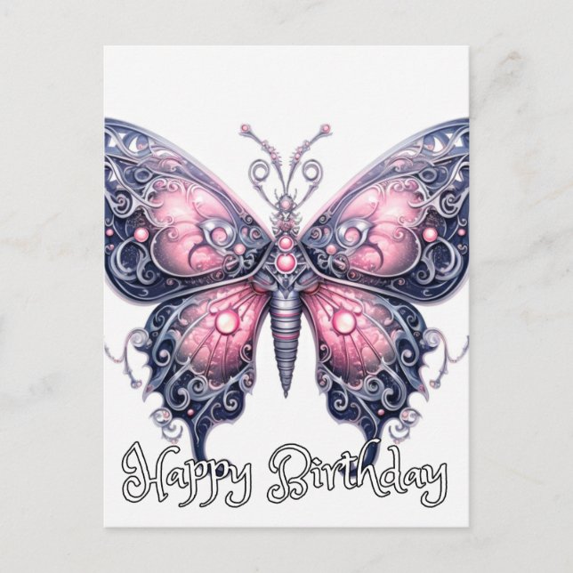 Carte Postale Joyeux Anniversaire Papillon Imaginatif Design (Devant)