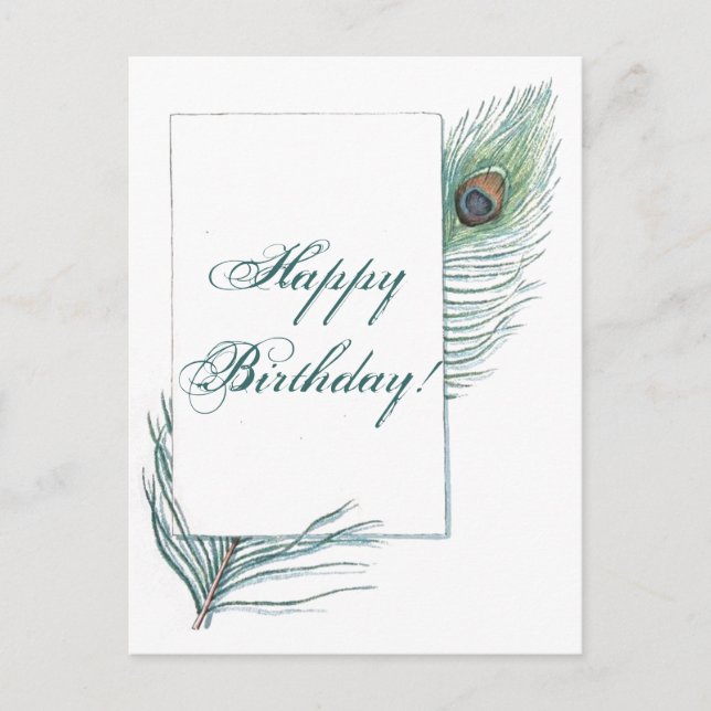 Carte Postale Joyeux Anniversaire Peacock Feather Inspirationnel (Devant)