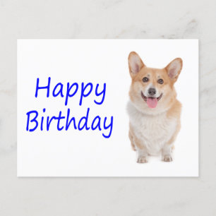 Carte Postale Joyeux Anniversaire Pembroke Corgi Puppy Chien Car