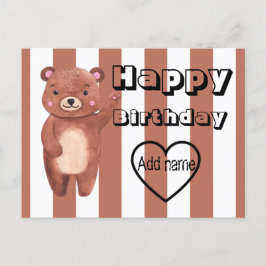 Carte Postale Joyeux anniversaire personnalisé avec des rayures