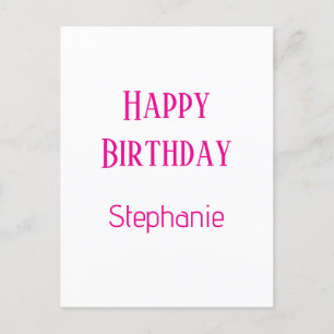 Carte Postale Joyeux Anniversaire Personnalisé Nom Blanc Hot Ros