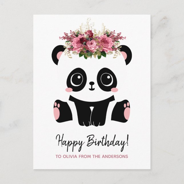Carte Postale Joyeux anniversaire personnalisé panda mignon  (Devant)