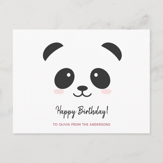 Carte Postale Joyeux anniversaire personnalisé panda mignon noir (Devant)