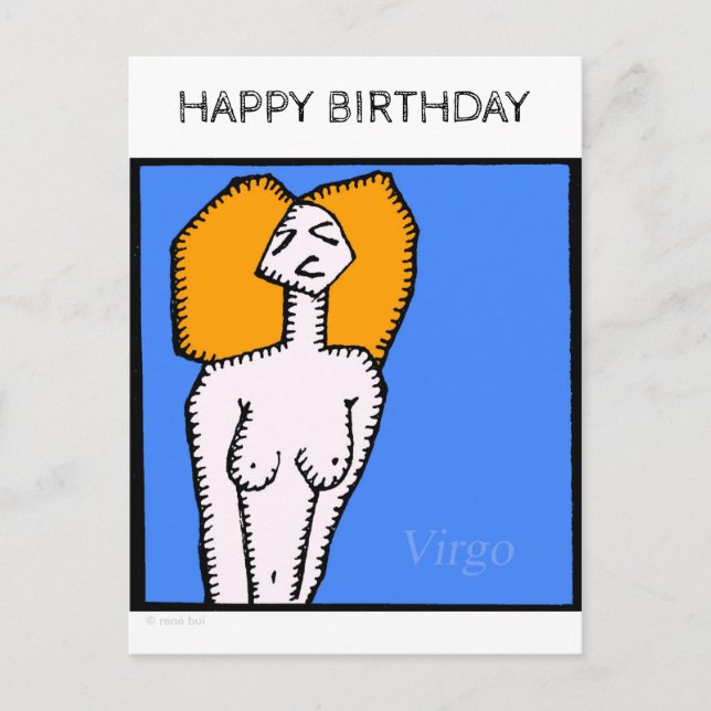 Carte Postale Joyeux Anniversaire Personnalisé Signes Zodiac Vir (Devant)