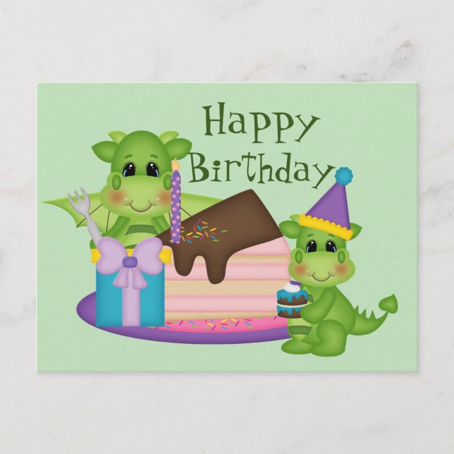 Carte Postale Joyeux Anniversaire Petit Dragon (Devant)