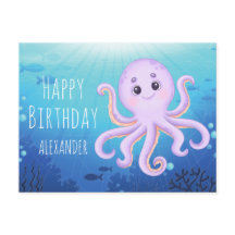 Joyeux Anniversaire Pieuvre Mignonne Sous l'Océan