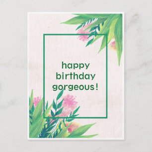 Carte Postale Joyeux anniversaire plante de la nature moderne ma